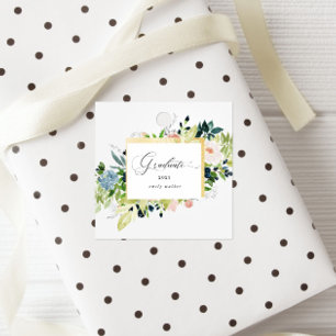 Étiquettes Cadeau Graduation Florale Bleue De Minuit