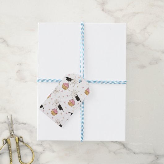 Étiquettes-cadeau Graduation Pink Cupcake Sparkler Favoriser ou (Avec de laficelle)