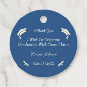 Étiquettes Cadeau Graduation Simple Beige Et Bleu Customisé (Devant)