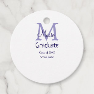 Étiquettes Cadeau Gradué ajouter nom monogramme violet simple m mini