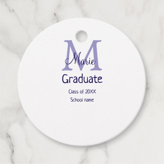 Étiquettes Cadeau Gradué ajouter nom monogramme violet simple m mini (Devant)
