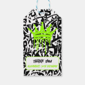 Étiquettes-cadeau Graffiti Couronne Vert Merci orange (Dos)