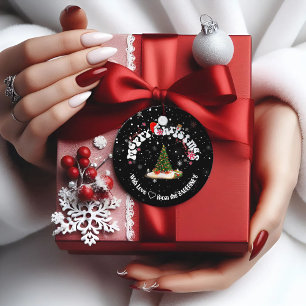 Étiquettes Cadeau Graffiti de Noël Joyeux Noir élégant