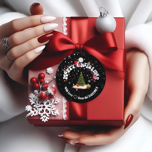 Étiquettes Cadeau Graffiti de Noël Joyeux Noir élégant