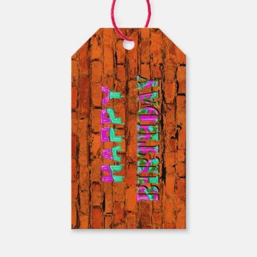 Étiquettes-cadeau Graffiti mur heureux anniversaire (Devant)