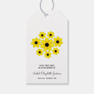Étiquettes-cadeau Graines Memorial Jaune Daisy Funeral Keepsaké