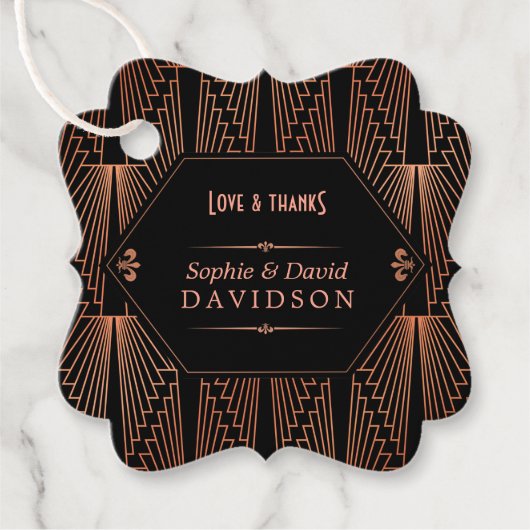Étiquettes Cadeau Grand Mariage Art Déco Gatsby des années 20 (Devant)