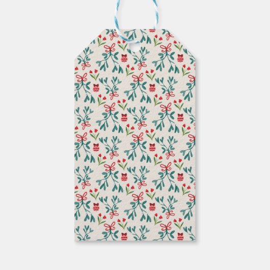 Étiquettes-cadeau Grand Motif traditionnel vert et rouge (Dos)