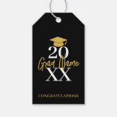 Étiquettes-cadeau Grande année - Nom et Casquette - Graduation d'or  (Devant)