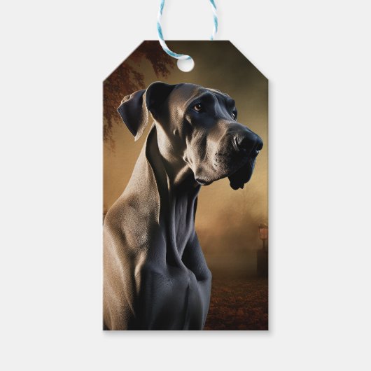 Étiquettes-cadeau Grande Dane Halloween effrayante (Devant)