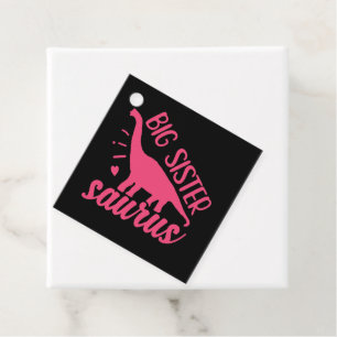 Étiquettes Cadeau Grande soeur Saurus en rose