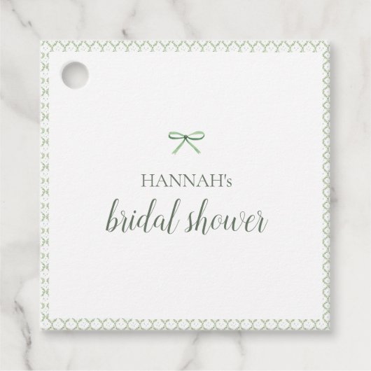 Étiquettes Cadeau Grandmillenium Bow vert Fête des mariées (Devant)