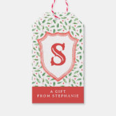 Étiquettes-cadeau Grandmillennial Preppy Holly Monogram Crest (Devant)