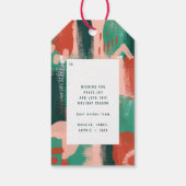 Étiquettes-cadeau Graphique abstrait moderne rouge, rose + vert joye (Dos)