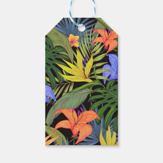 Étiquettes-cadeau Graphique de fleur d'Aloha de Hawaii tropical (Devant)