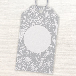Étiquettes-cadeau Graphique gris moderne botanique floral
