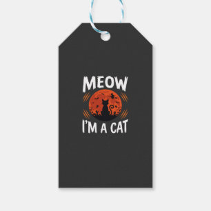 Étiquettes-cadeau Graphisme de silhouette de chat de lune drôle d'Ha