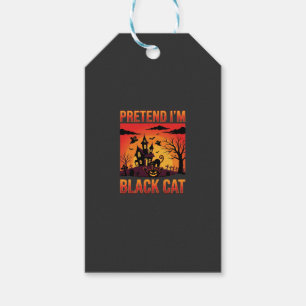 Étiquettes-cadeau Graphisme Maison Hantée Chat Noir Halloween