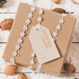 Étiquettes-cadeau Gras Moderne Joyeux Vacances Corail à