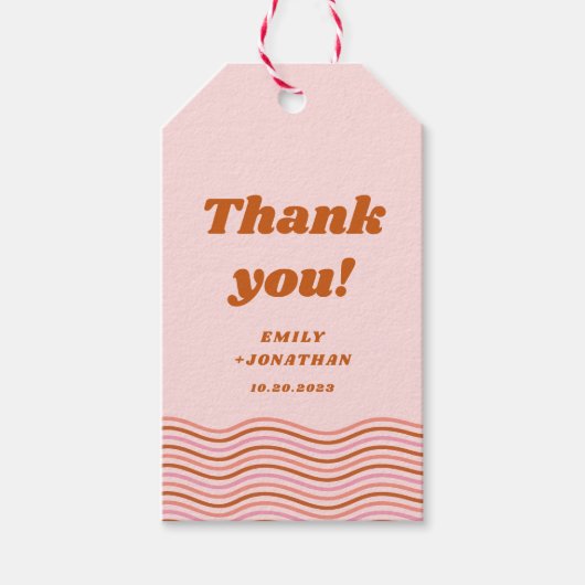 Étiquettes-cadeau Gras rose orange rouge rétro Mariage Super Disco (Devant)