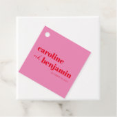 Étiquettes Cadeau Gras rose vif et rouge chic Mariage moderne (En situation)