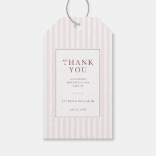 Étiquettes-cadeau Gratitude rayée rose chaud