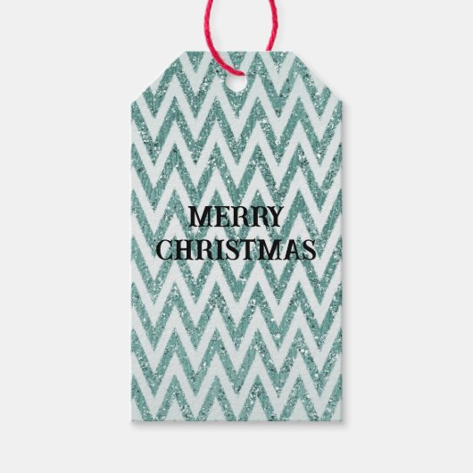 Étiquettes-cadeau Gratuit Vert Blanc Chevron Stripes Noël (Devant)
