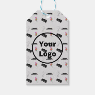 Étiquettes-cadeau Gray funeral business pattern