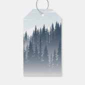 Étiquettes-cadeau Gray Mountain Fog Forest Wilderness Mariage d'hive (Dos)