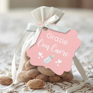 Étiquettes Cadeau Grazie Con Cuore Italien Merci Rose