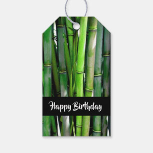 Étiquettes-cadeau Green Bamboo Stalks Nature Photographie Anniversai