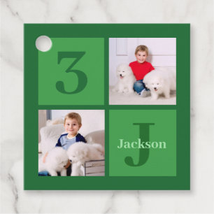 Étiquettes Cadeau Green Birthday Photo Collage Parti personnalisé