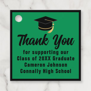 Étiquettes Cadeau Green Black Graduate Parti de graduation personnal