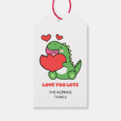 Étiquettes-cadeau Green Cute Dinosaur Saint Valentin (Devant)