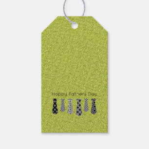 Étiquettes-cadeau Green Denim BlackWhite Cravates Bonne Fête des pèr
