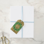 Étiquettes-cadeau Green et Gold Holiday Wreath (Avec de laficelle)
