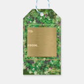Étiquettes-cadeau Green et Gold Holiday Wreath (Dos)