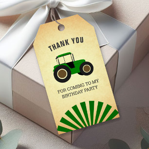 Étiquettes-cadeau Green Farm Tractor Anniversaire de enfant Party
