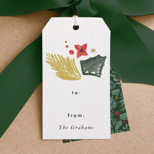 Étiquettes-cadeau Green Festive Botanique Noël Tags cadeaux