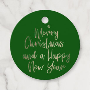 Étiquettes Cadeau Green Gold Joyeux Noël Personnalisé Favonalized Ta