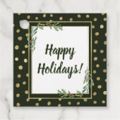 Étiquettes Cadeau Green & Gold Snow Holiday Festive (Devant)