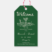 Étiquettes-cadeau Green Hand Drawn Modern Rehearsal Dinner Wedding (Dos)