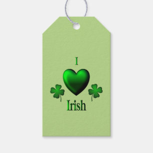 Étiquettes-cadeau Green I Heart irlandais