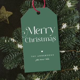 Étiquettes-cadeau Green Joyeux Noël Moderne Type Tags cadeaux