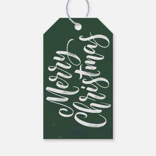 Étiquettes-cadeau Green Modern Simple Script Joyeux cadeau de Noël (Devant)