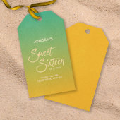 Étiquettes-cadeau Green & Orange Beach Sweet 16 Merci d'anniversaire