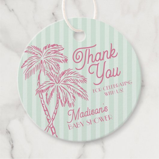 Étiquettes Cadeau Green Palm Spring Pastel Beach Baby shower (Devant)
