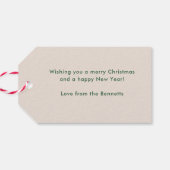 Étiquettes-cadeau Green Retro Script Joyeux Noël (Dos Horizontal)