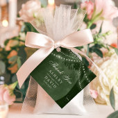 Étiquettes Cadeau Green Rustic Tree Lights Mariage Initiales sculpté