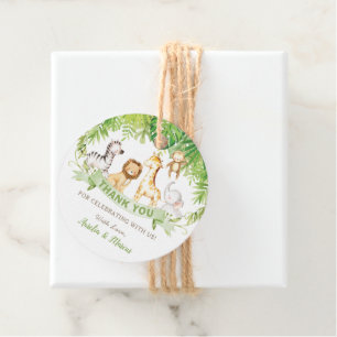Étiquettes Cadeau Green Safari Jungle Animaux Baby shower Anniversai